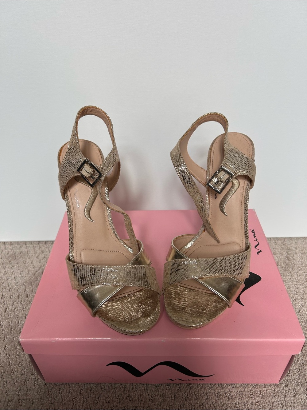 Nina Metallic Gold Slingback Heels
